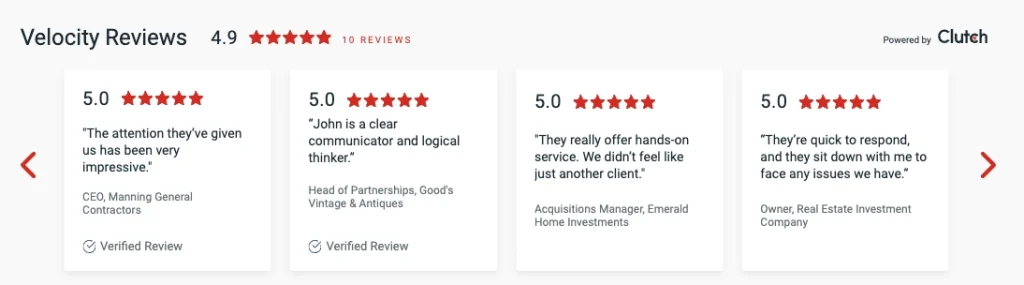 Velocity reviews